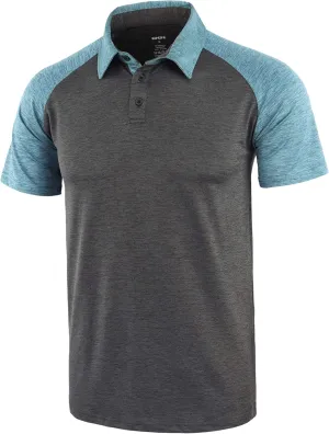 KNQR Mens Performance Lightweight Soft Quick Dry Athletic Workout Running Hiking Golf Polo T Shirts