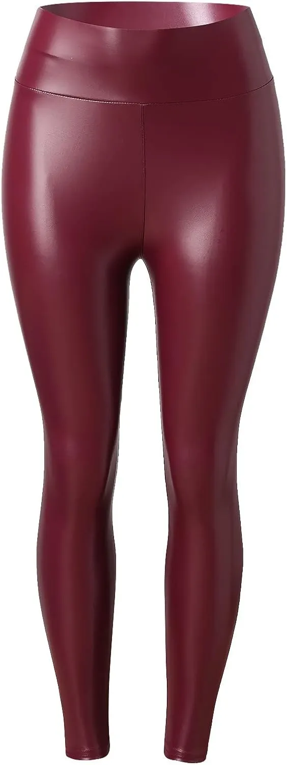 LCMTWX High Waisted Leggings for Women High Waisted Womens Faux Leather Pants Soft High Waist Winter Warm Thick High