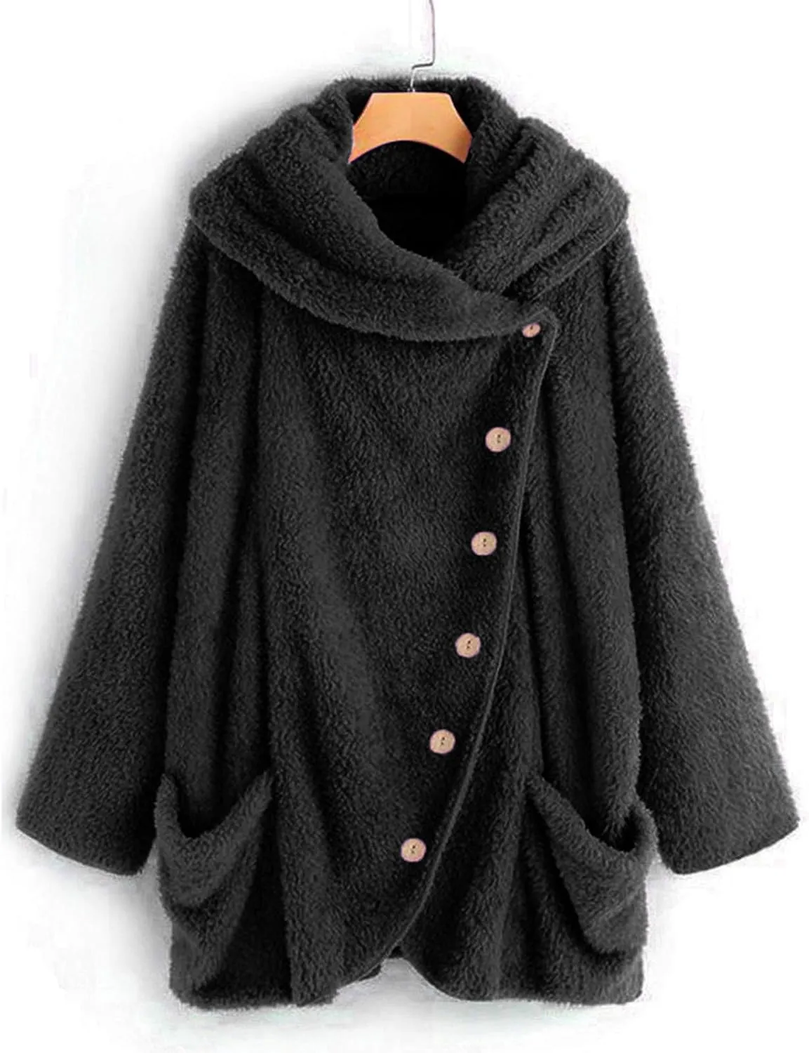 LCMTWX Womens 2023 Winter Fuzzy Fleece Jacket Fleece Sleeve Plus Size Women Women's Coat Solid Oversized Fuzzy Fleece