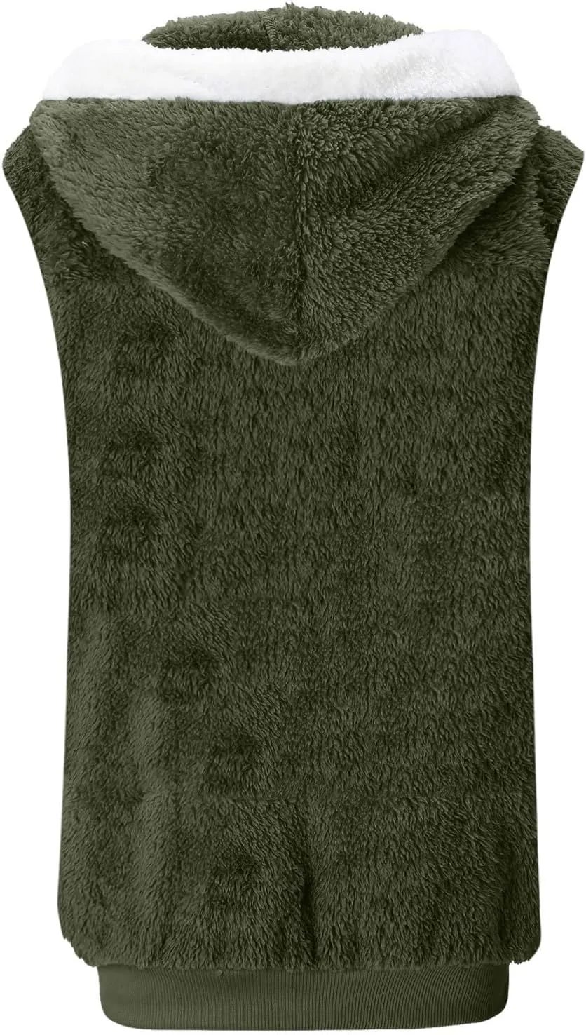LCMTWX Womens 2023 Winter Fuzzy Fleece Jacket Pocket Zipper Coat Solid Oversized Fuzzy Fleece Fluffy Faux Fur