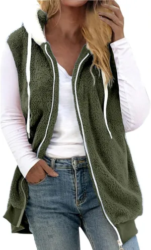 LCMTWX Womens 2023 Winter Fuzzy Fleece Jacket Pocket Zipper Coat Solid Oversized Fuzzy Fleece Fluffy Faux Fur