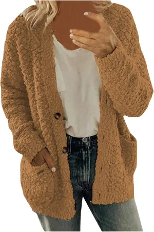 LCMTWX Women's Coats Basic Long Jacket Coat Long Sleeved Jumper with Pockets Winter Coat Women Faux Fur Fur Coats for
