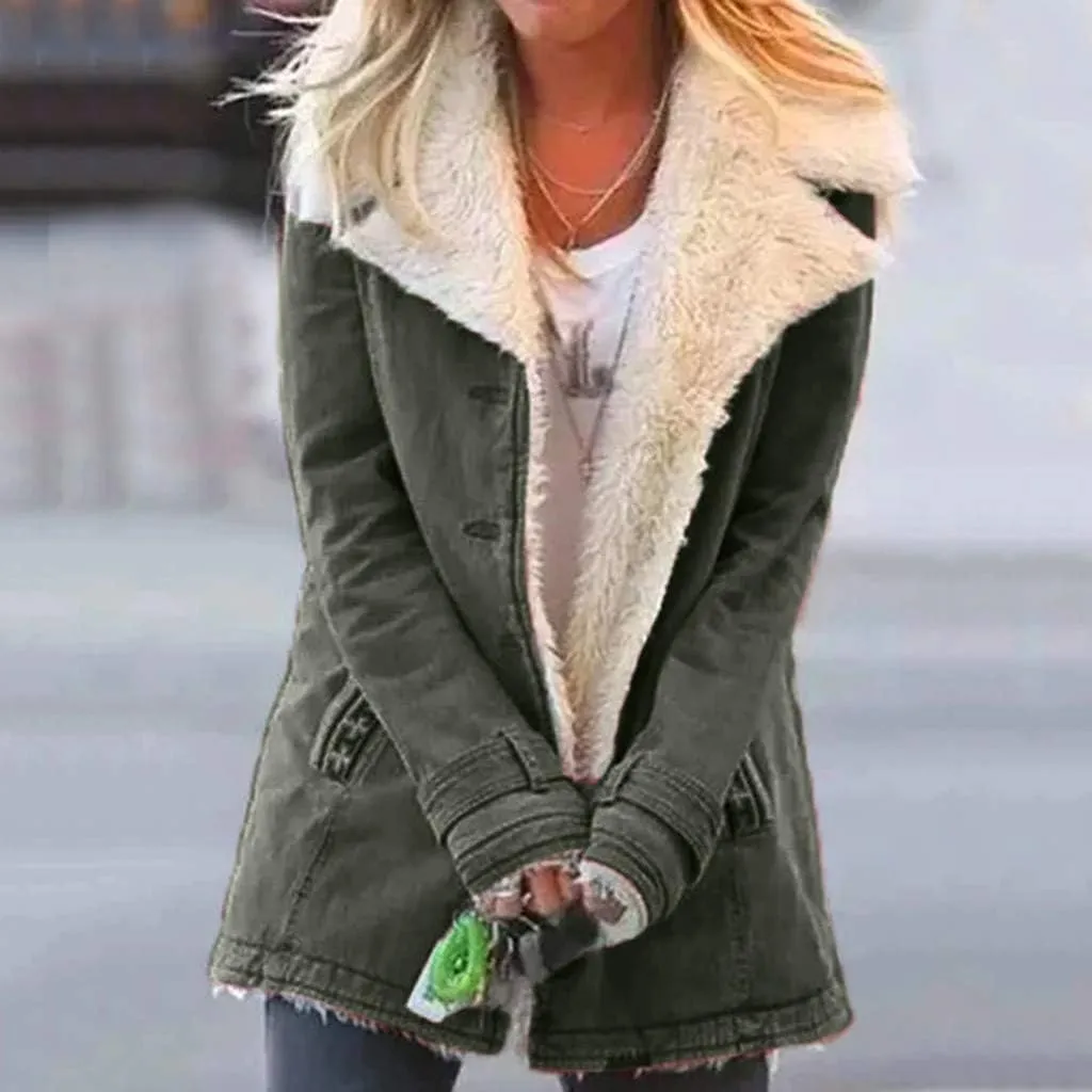 LCMTWX Womens Fuzzy Fleece Jacket Printed Lapel Single-Breasted Long Sleeve Plus Size Outwear Coat Outerwear with Pockets