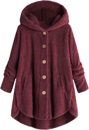 LCMTWX Womens Fuzzy Fleece Jacket Pullover Tail Loose Women Coat Tops Women's Coat Outerwear with Pockets Ski Jackets For