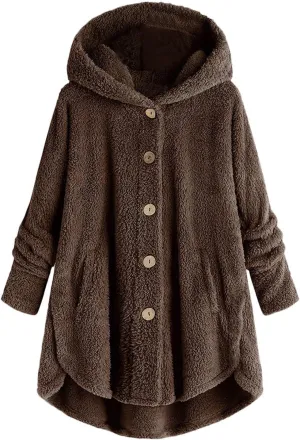 LCMTWX Womens Fuzzy Fleece Jacket Pullover Tail Loose Women Coat Tops Women's Coat Outerwear with Pockets Ski Jackets For