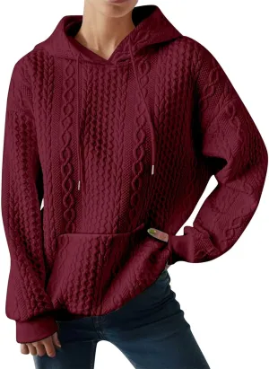 LCMTWX Womens Fuzzy Fleece Jacket Women's New Solid Hooded Thickened Jacquard Long Sleeve Sweater Coat Outerwear with De