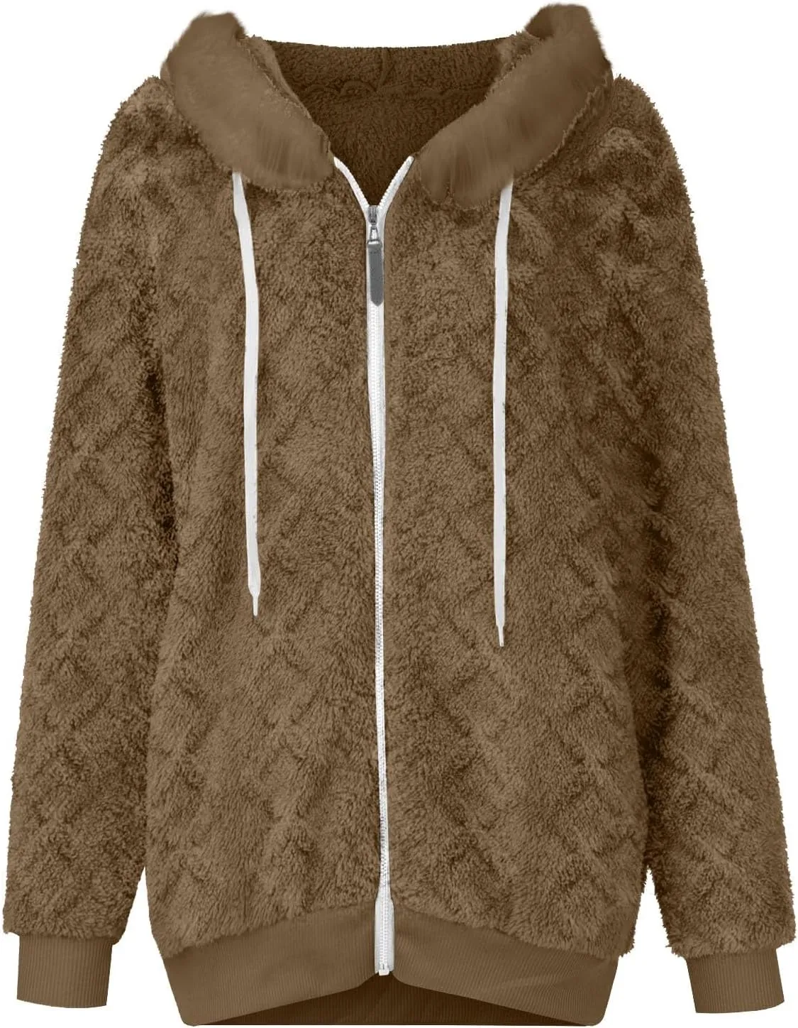 LCMTWX Womens Winter Fuzzy Fleece Jacket Outdoor Slim Outwear Office Casual Plush Cardigan Trendy Overcoat Hooded Coats
