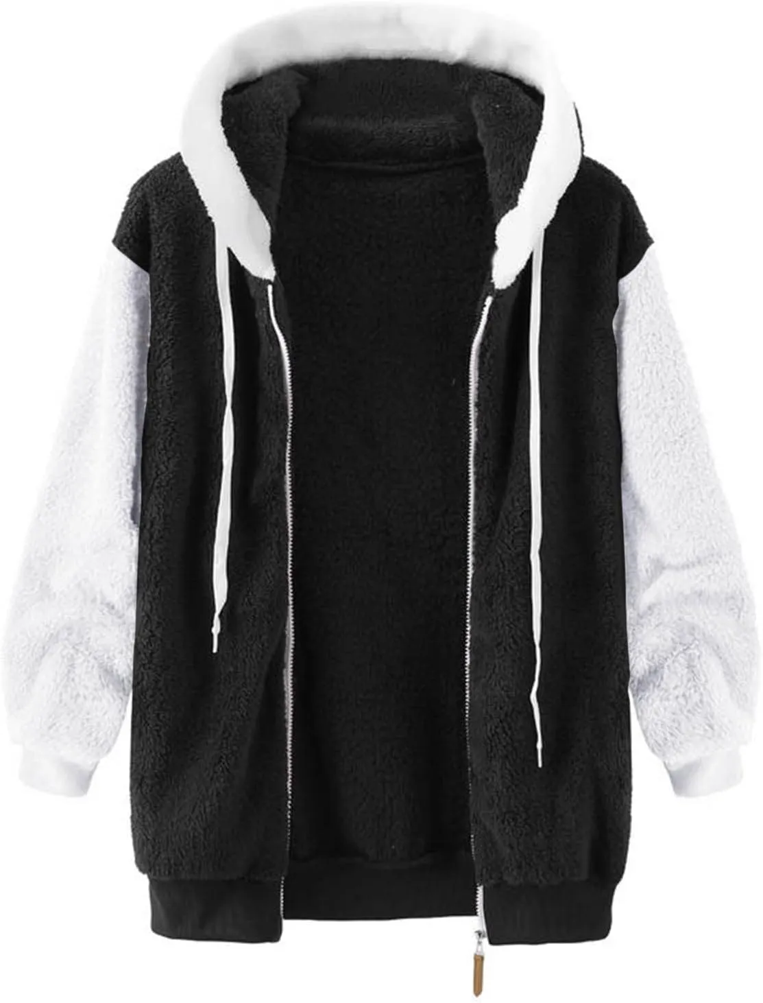 LCMTWX Womens Winter Jacket Coats Solid Color Artificial Wool Zipper Drawstring Long-Sleeved Thermal Sweatshirt Outerwear