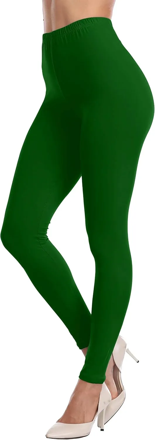 LIGHTBACK Ultra Soft Women's High Waisted Stretchy Yoga Leggings, Green, S-5XL