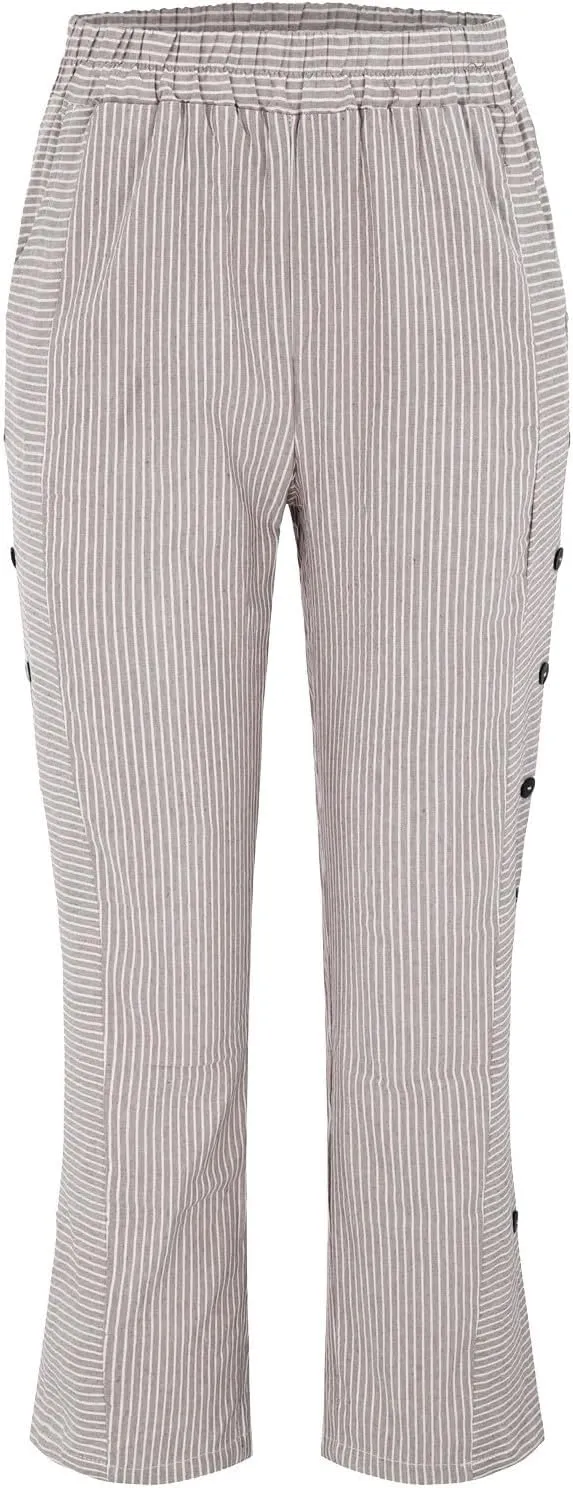 Linen Pants for Women 2025 Plus Size Trendy Striped Spring Summer Gauze Pants Casual Elastic Waist Comfy Trousers