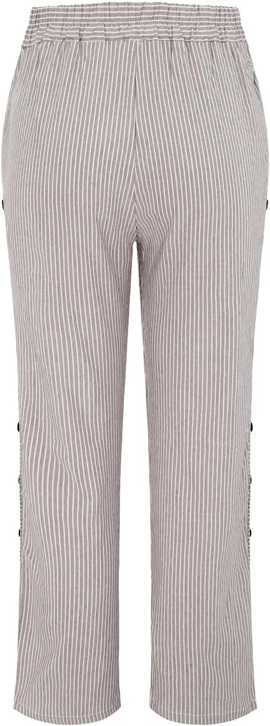Linen Pants for Women 2025 Plus Size Trendy Striped Spring Summer Gauze Pants Casual Elastic Waist Comfy Trousers