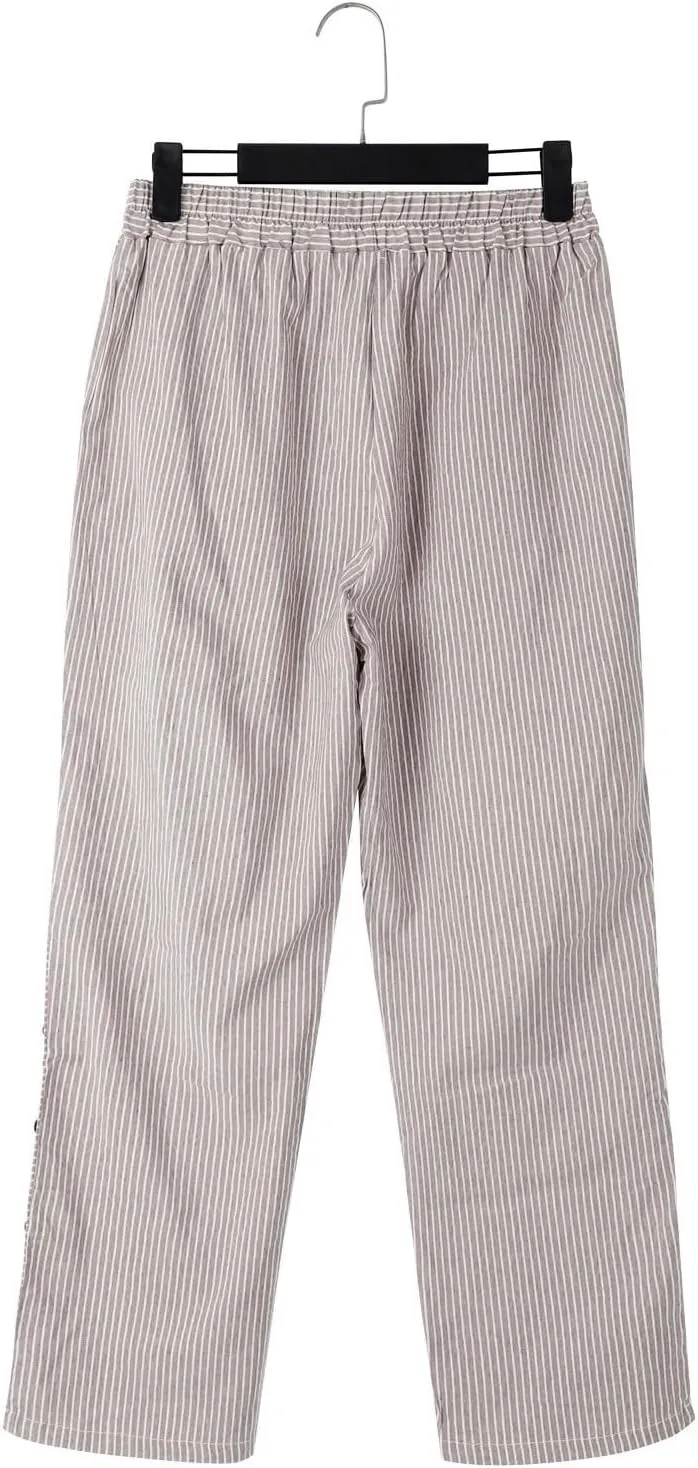 Linen Pants for Women 2025 Plus Size Trendy Striped Spring Summer Gauze Pants Casual Elastic Waist Comfy Trousers