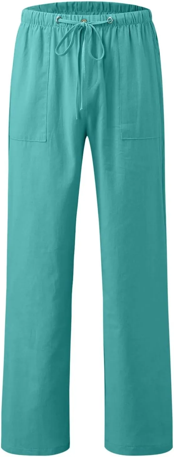 Linen Pants Women 2025 Casual Hight Waist Drawstring Joggers Plus Size Loose Wide Leg Baggy Summer Solid Linen Pants