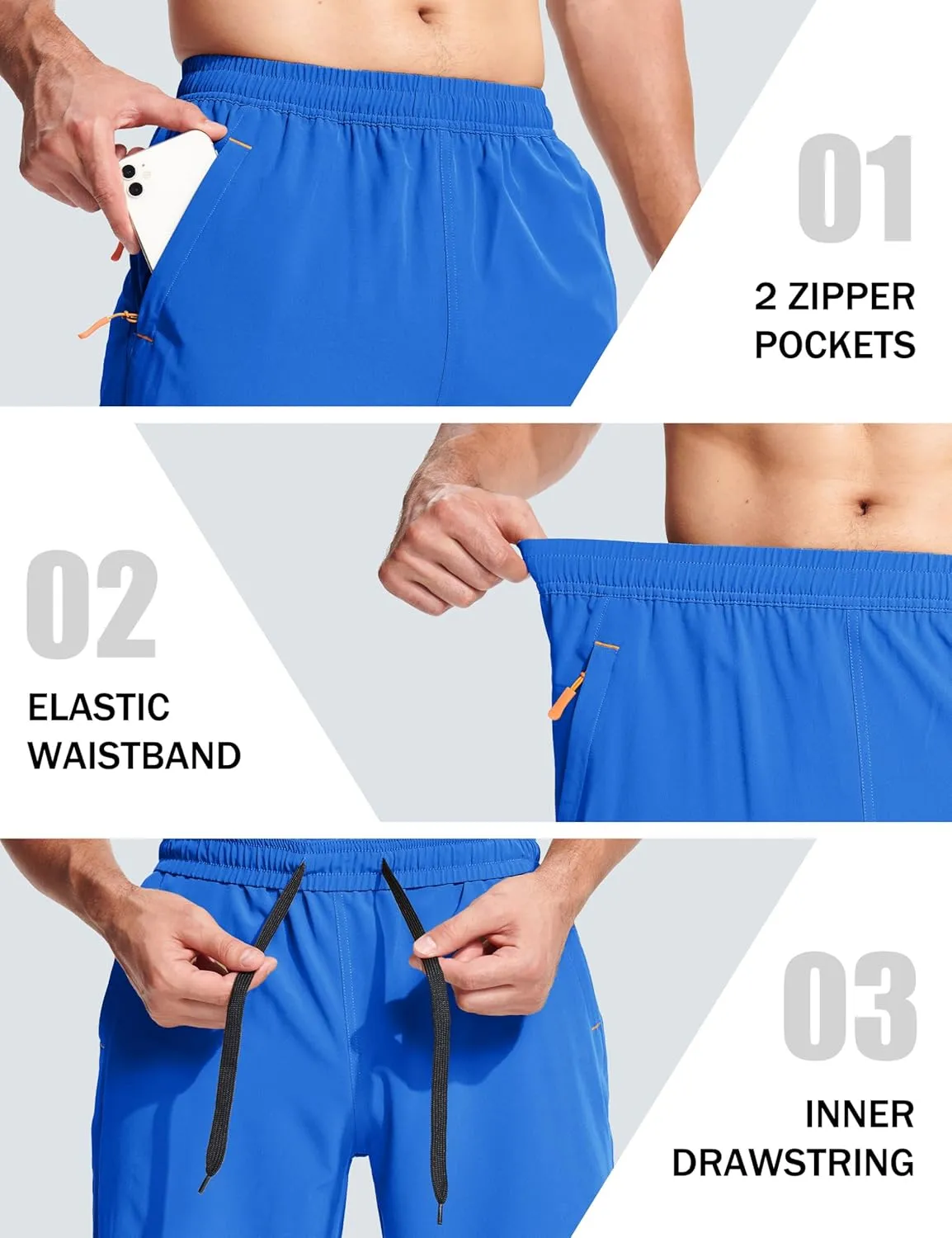 MAGCOMSEN Men's Hiking Shorts 9" Quick Dry Lightweight Running Shorts with Zipper Pockets for Workout Athletic Sport