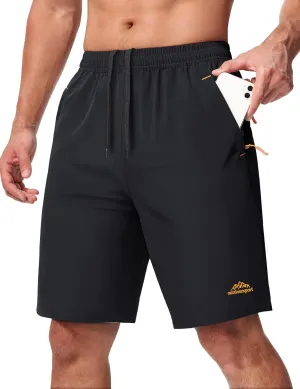 MAGCOMSEN Men's Hiking Shorts 9" Quick Dry Lightweight Running Shorts with Zipper Pockets for Workout Athletic Sport