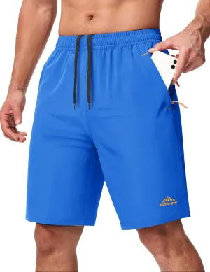 MAGCOMSEN Men's Hiking Shorts 9" Quick Dry Lightweight Running Shorts with Zipper Pockets for Workout Athletic Sport