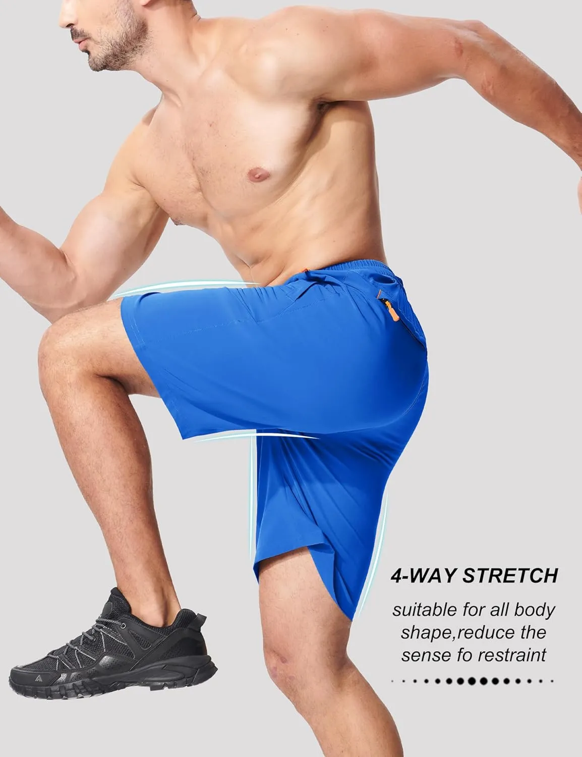 MAGCOMSEN Men's Hiking Shorts 9" Quick Dry Lightweight Running Shorts with Zipper Pockets for Workout Athletic Sport