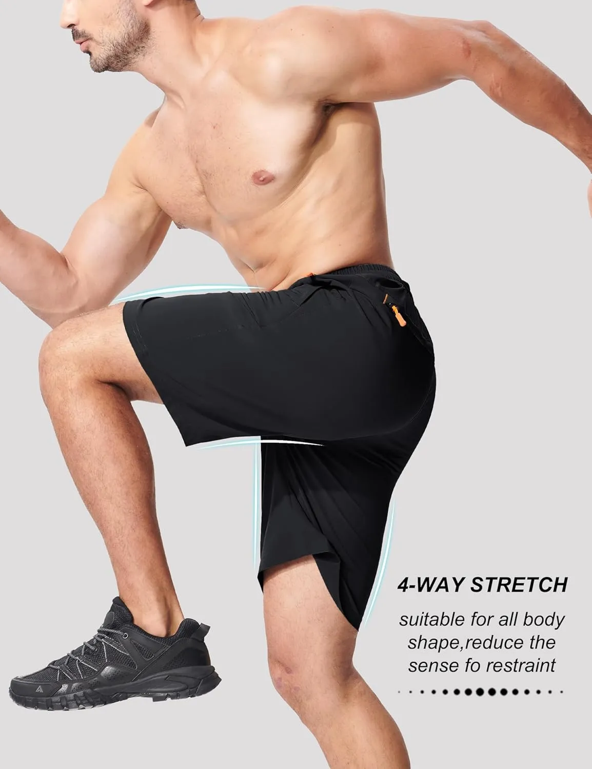 MAGCOMSEN Men's Hiking Shorts 9" Quick Dry Lightweight Running Shorts with Zipper Pockets for Workout Athletic Sport