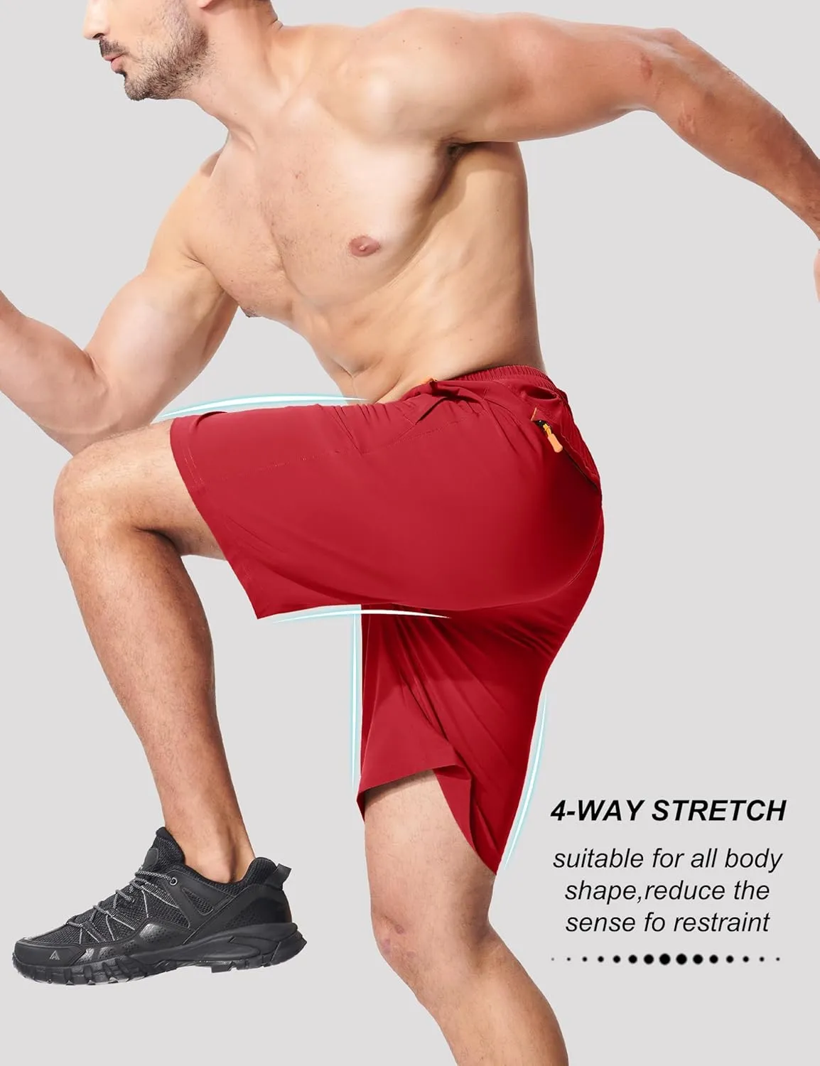 MAGCOMSEN Men's Hiking Shorts 9" Quick Dry Lightweight Running Shorts with Zipper Pockets for Workout Athletic Sport