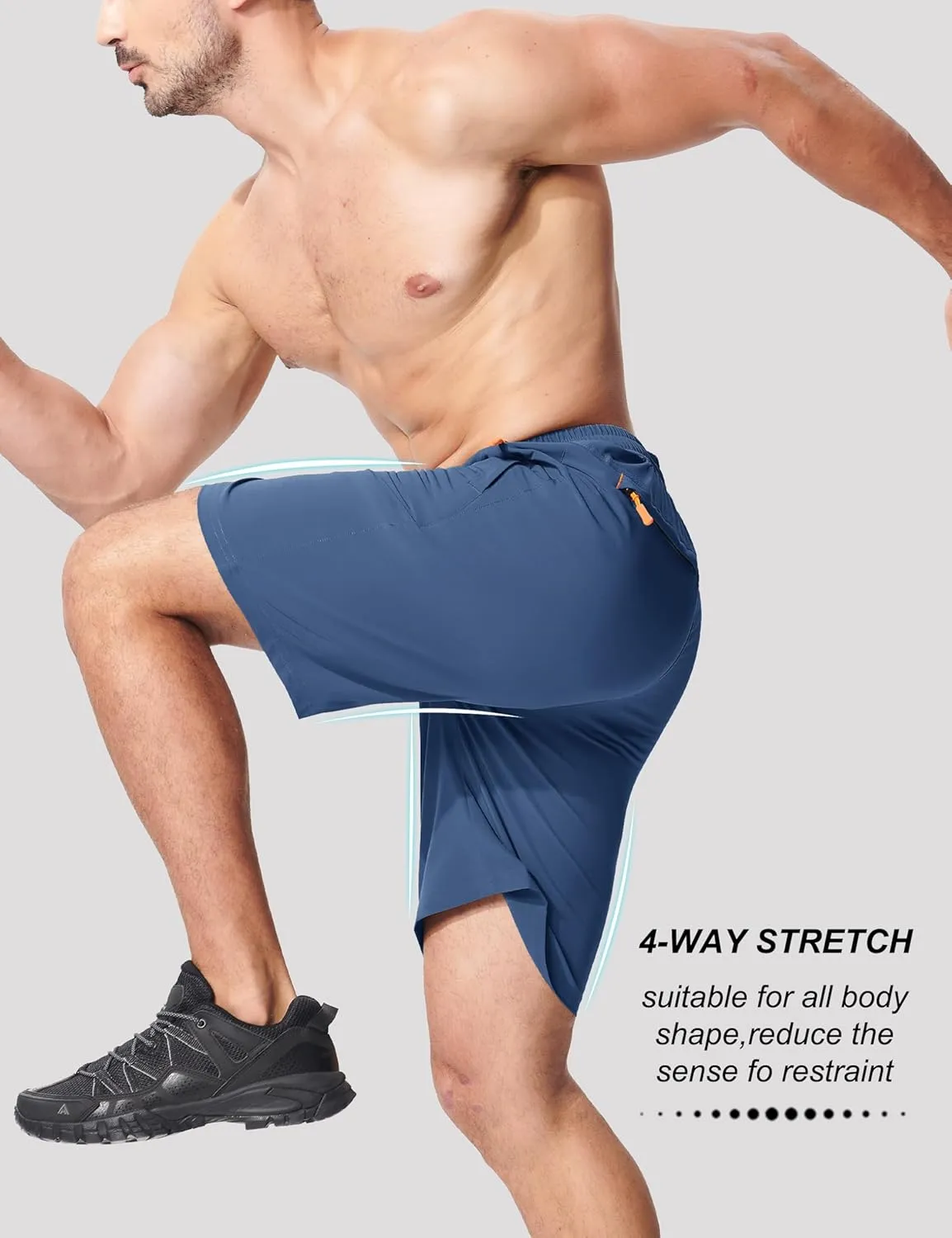 MAGCOMSEN Men's Hiking Shorts 9" Quick Dry Lightweight Running Shorts with Zipper Pockets for Workout Athletic Sport