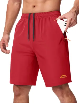 MAGCOMSEN Men's Hiking Shorts 9" Quick Dry Lightweight Running Shorts with Zipper Pockets for Workout Athletic Sport