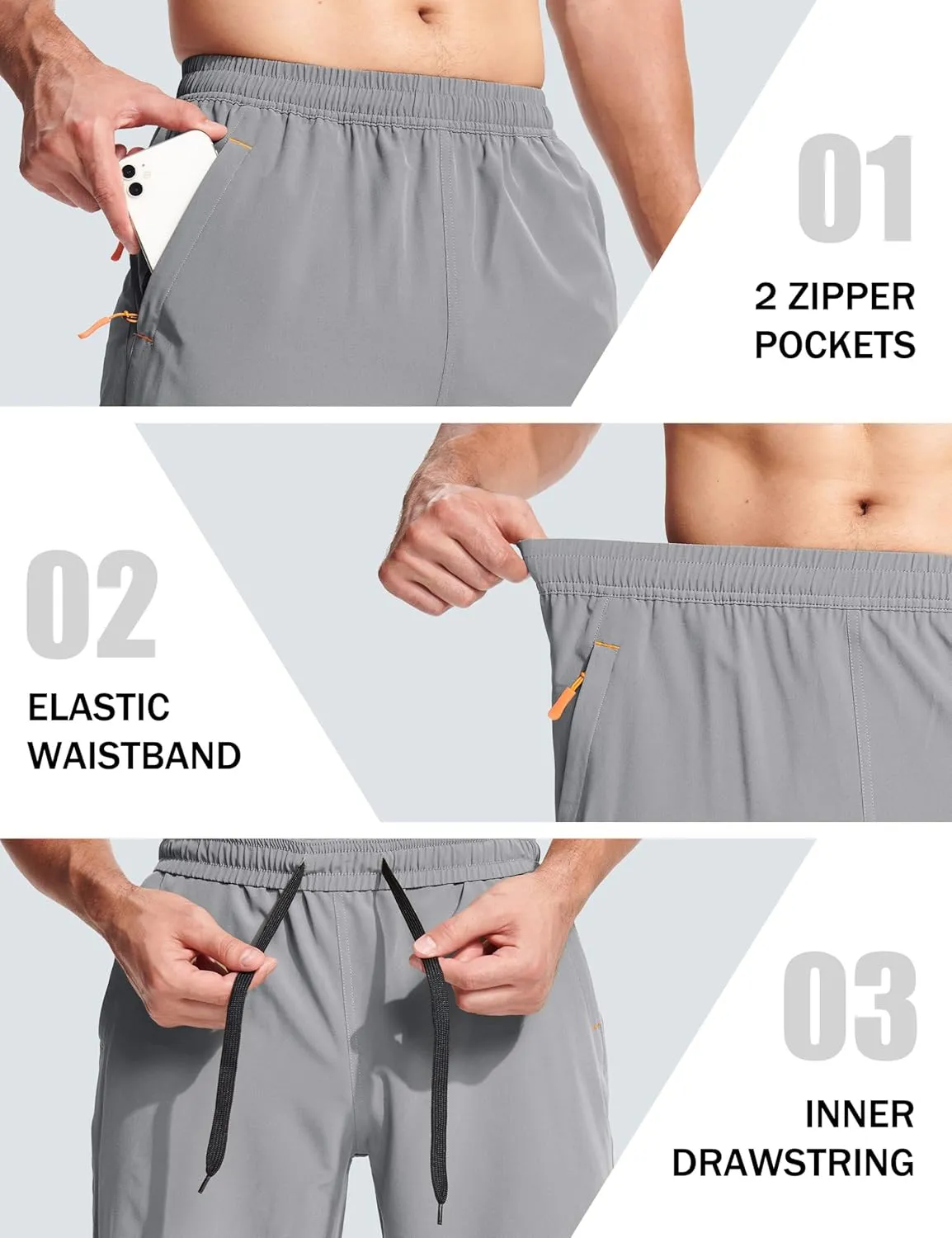 MAGCOMSEN Men's Hiking Shorts 9" Quick Dry Lightweight Running Shorts with Zipper Pockets for Workout Athletic Sport