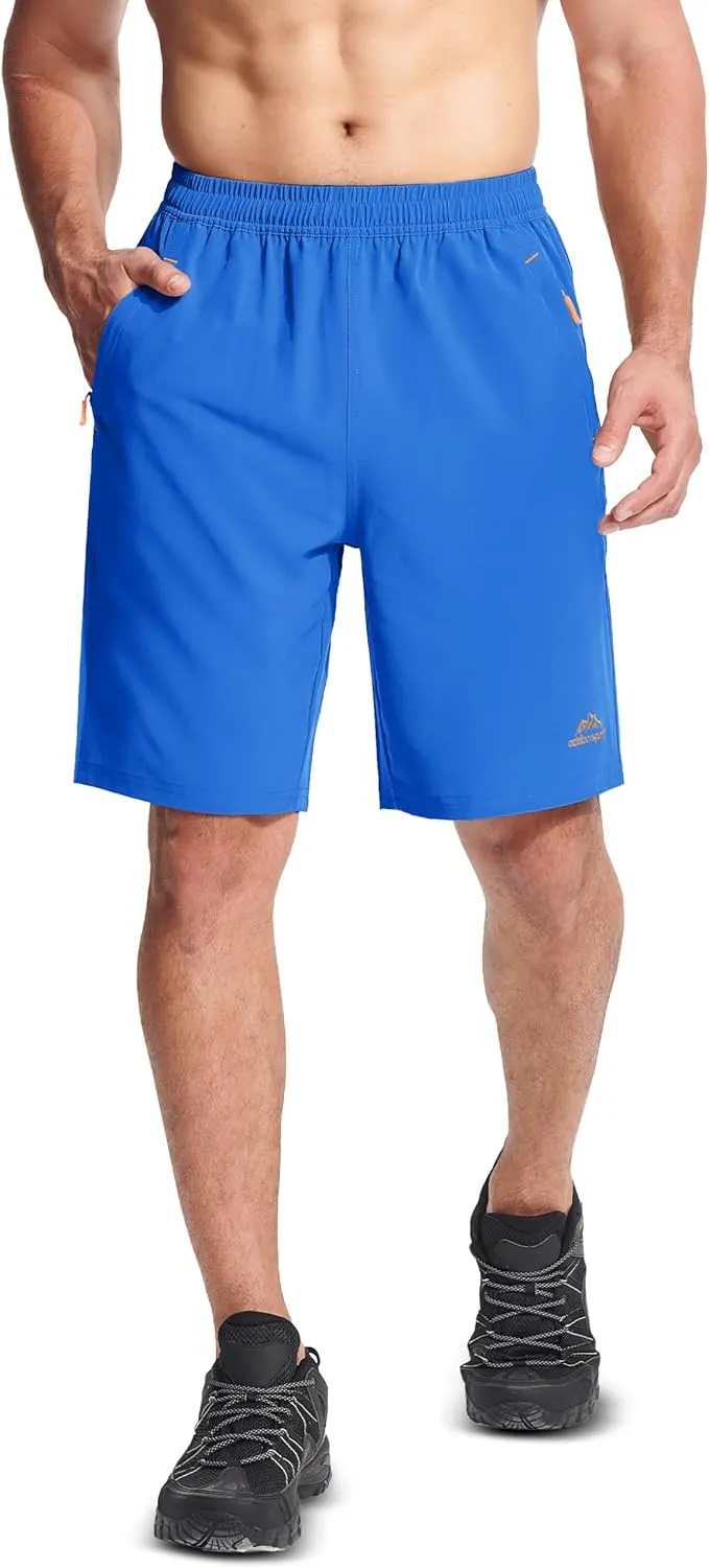 MAGCOMSEN Men's Hiking Shorts 9" Quick Dry Lightweight Running Shorts with Zipper Pockets for Workout Athletic Sport