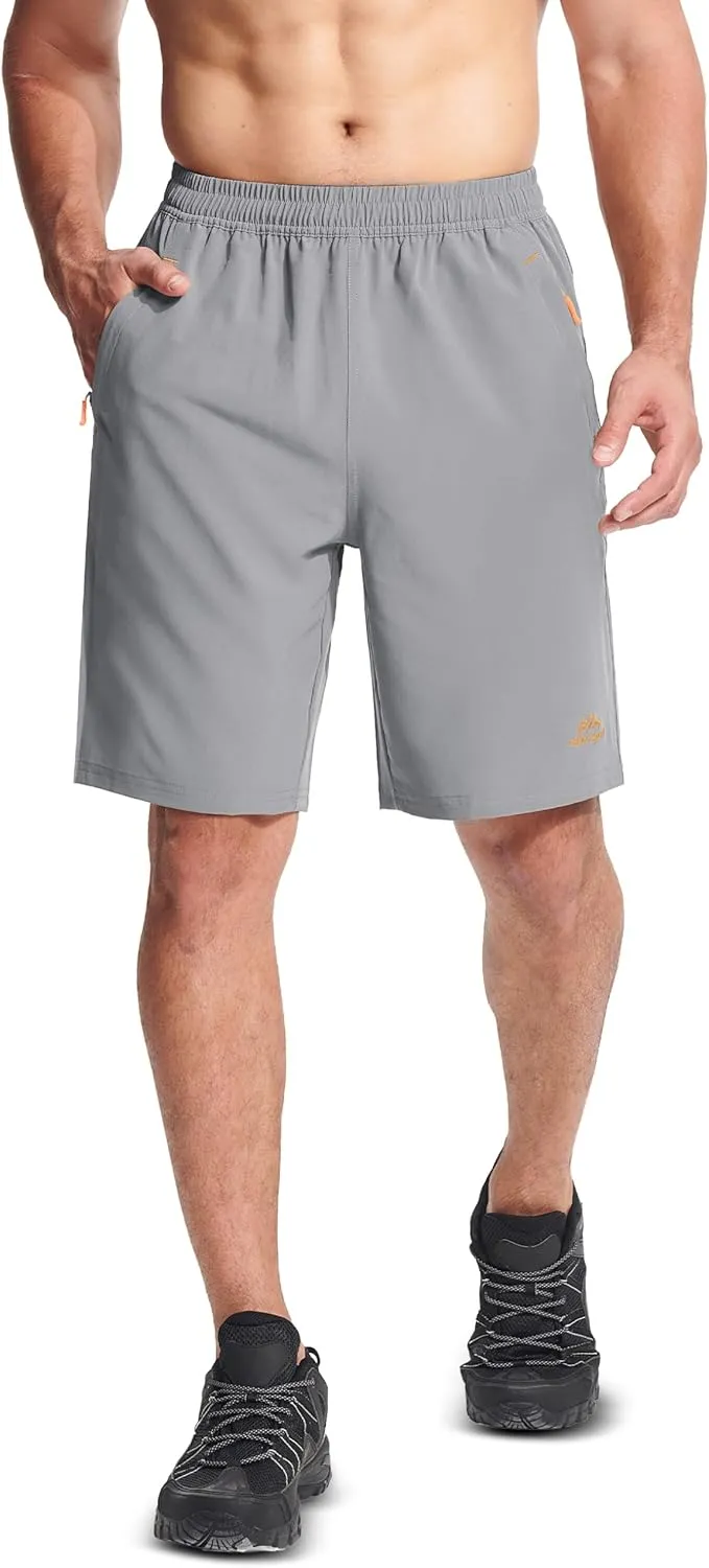 MAGCOMSEN Men's Hiking Shorts 9" Quick Dry Lightweight Running Shorts with Zipper Pockets for Workout Athletic Sport