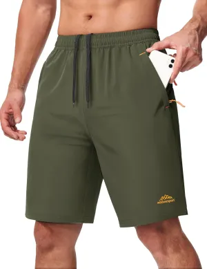 MAGCOMSEN Men's Hiking Shorts 9" Quick Dry Lightweight Running Shorts with Zipper Pockets for Workout Athletic Sport