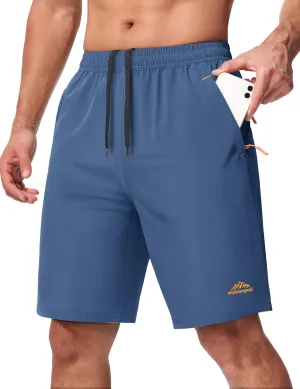 MAGCOMSEN Men's Hiking Shorts 9" Quick Dry Lightweight Running Shorts with Zipper Pockets for Workout Athletic Sport