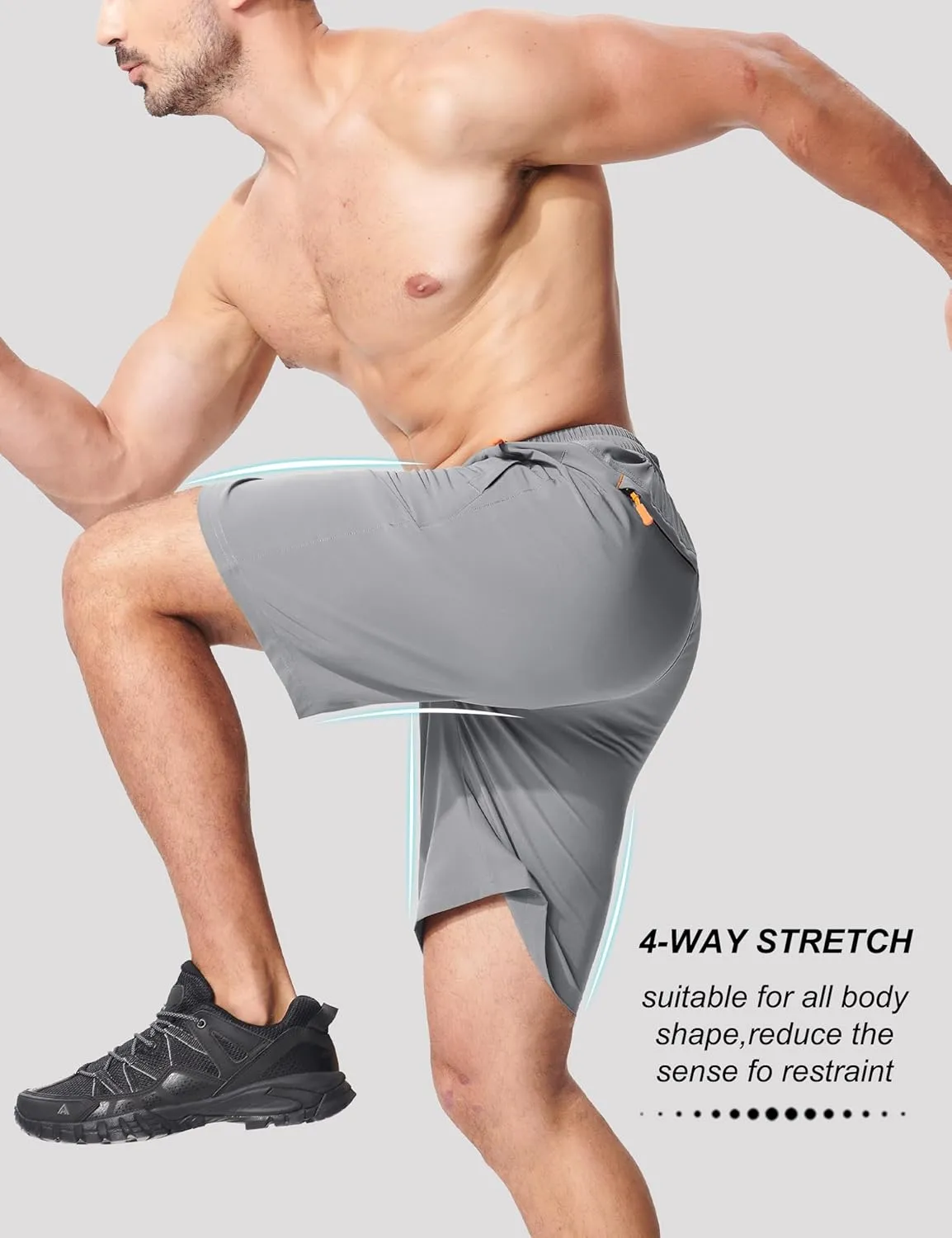 MAGCOMSEN Men's Hiking Shorts 9" Quick Dry Lightweight Running Shorts with Zipper Pockets for Workout Athletic Sport