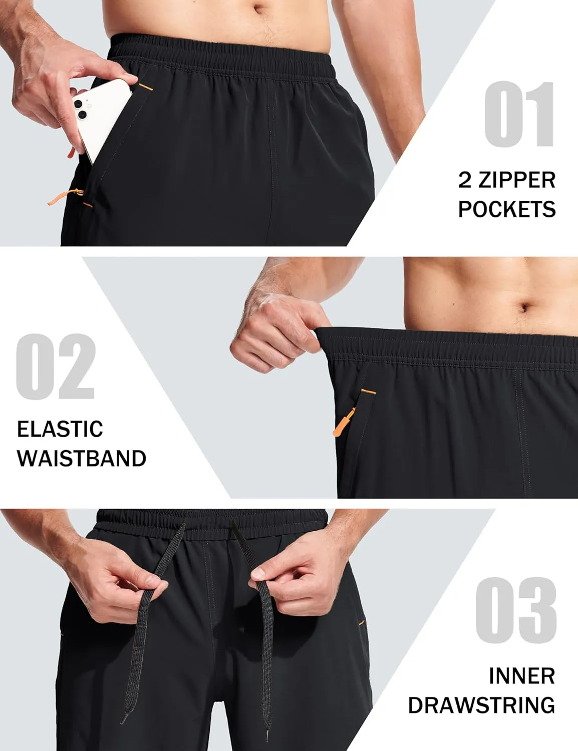 MAGCOMSEN Men's Hiking Shorts 9" Quick Dry Lightweight Running Shorts with Zipper Pockets for Workout Athletic Sport
