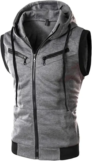 Maiyifu-GJ Men's Slim Fit Zip Up Vest Workout Sleeveless Zipper Hooded Sweatshirt Casual Lightweight Gym Tank Top Hoodies