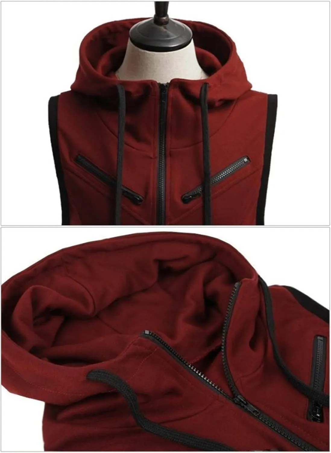 Maiyifu-GJ Men's Slim Fit Zip Up Vest Workout Sleeveless Zipper Hooded Sweatshirt Casual Lightweight Gym Tank Top Hoodies