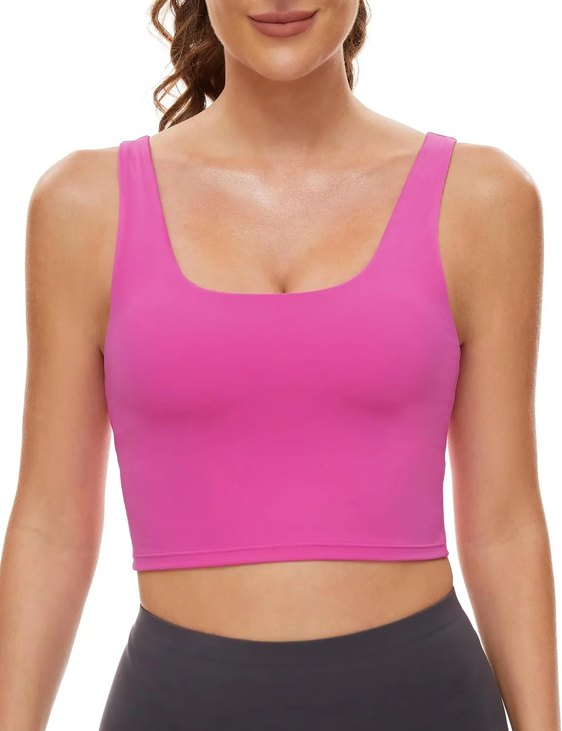 MathCat Sports Bras for Women - Scoop Neck U Back Padded Low Impact Workout Yoga Bra with Built in Bra