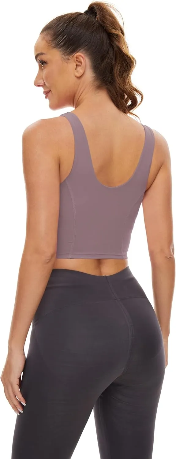 MathCat Sports Bras for Women - Scoop Neck U Back Padded Low Impact Workout Yoga Bra with Built in Bra
