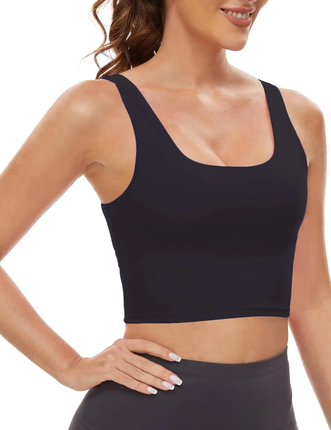 MathCat Sports Bras for Women - Scoop Neck U Back Padded Low Impact Workout Yoga Bra with Built in Bra