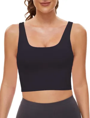 MathCat Sports Bras for Women - Scoop Neck U Back Padded Low Impact Workout Yoga Bra with Built in Bra