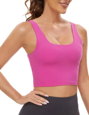 MathCat Sports Bras for Women - Scoop Neck U Back Padded Low Impact Workout Yoga Bra with Built in Bra