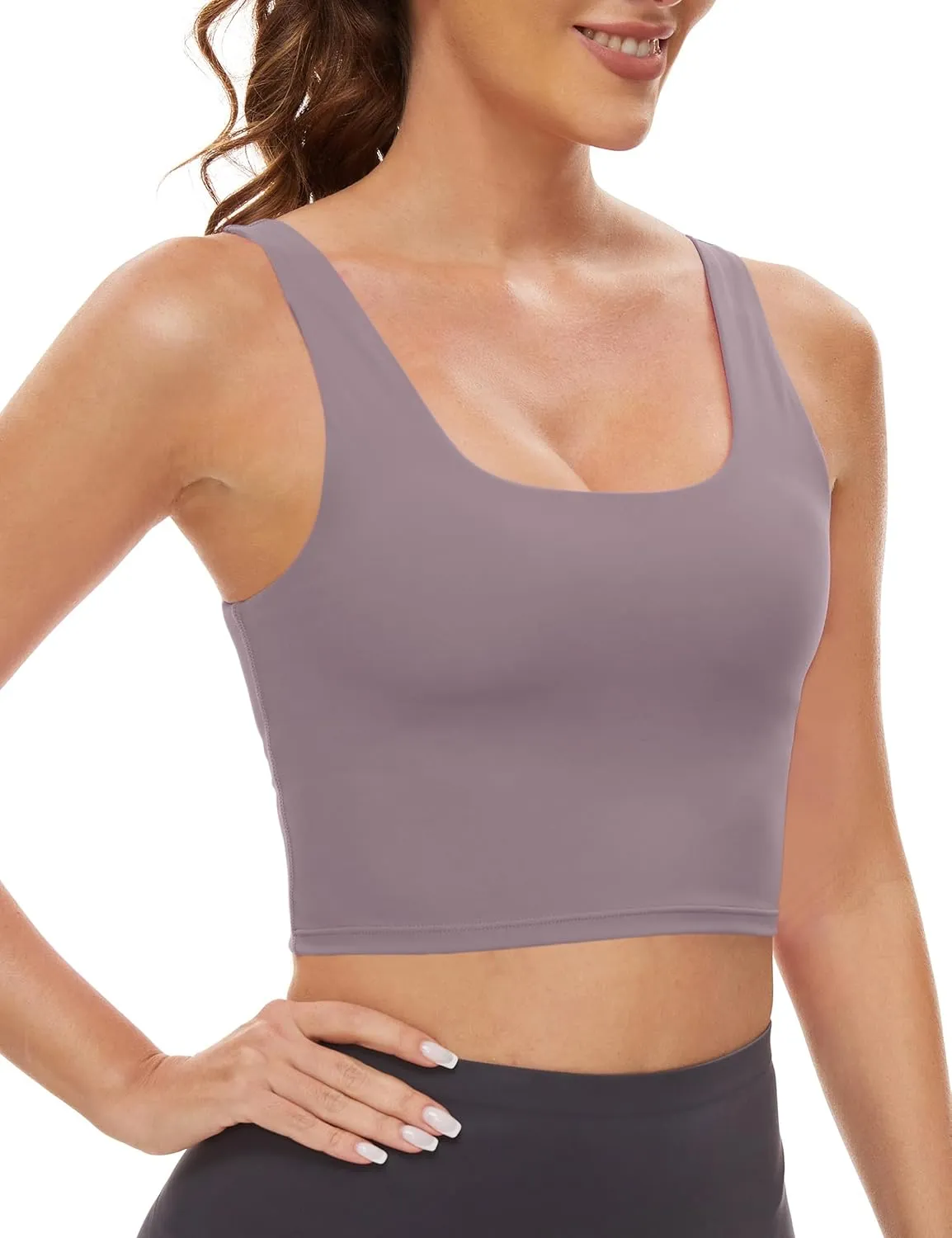 MathCat Sports Bras for Women - Scoop Neck U Back Padded Low Impact Workout Yoga Bra with Built in Bra