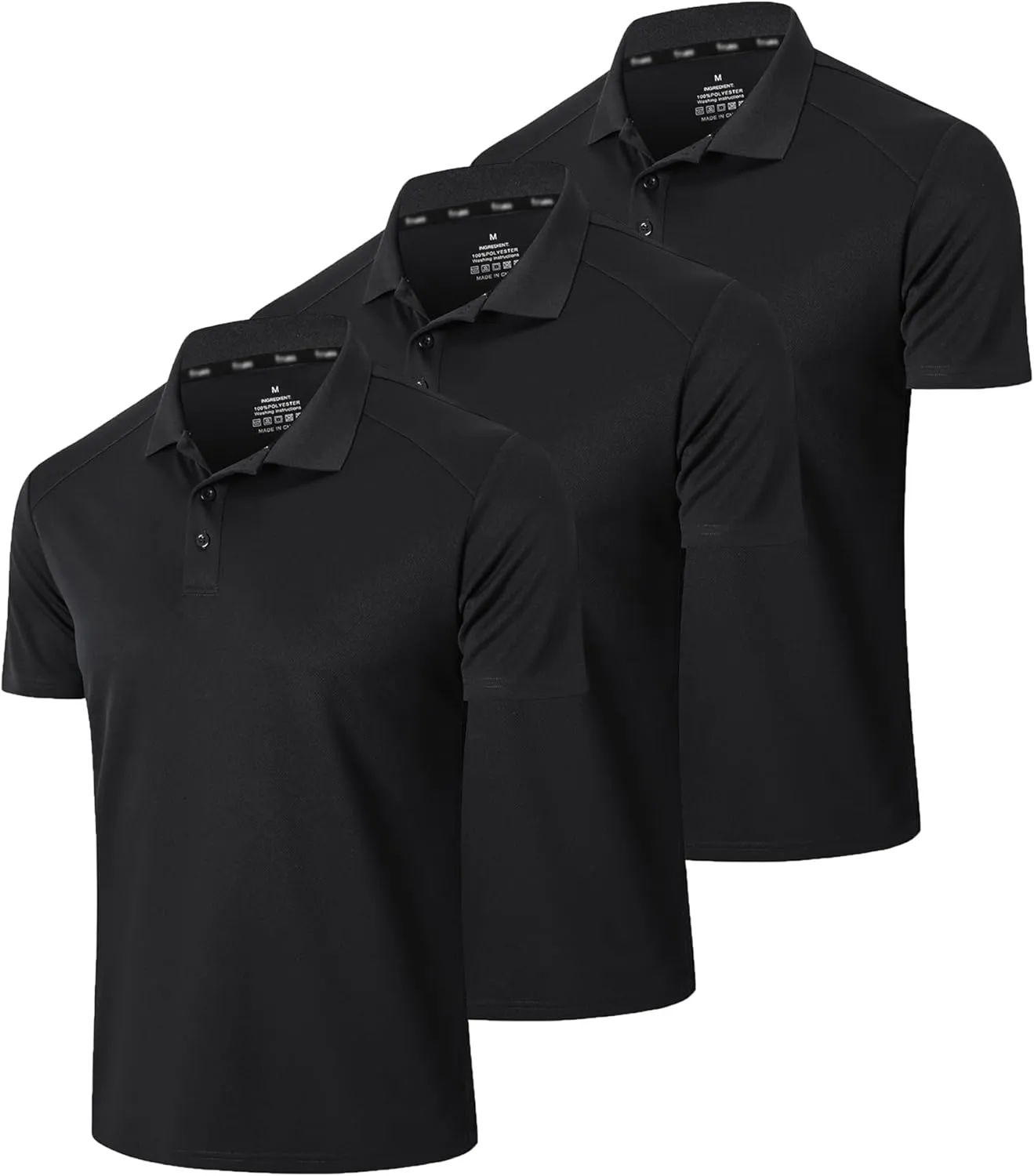 Men’s 3 Pack Polo Shirt Moisture Wicking Quick Dry Performance Athletic Short Sleeve Golf Shirt