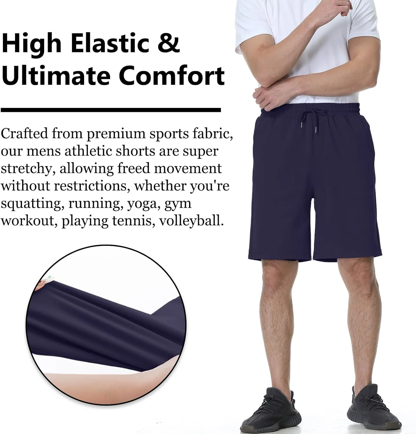 Mens Athletic Shorts Stretchy Workout Shorts Quick Dry Shorts for Gym Running Basketball Casual 7 inch