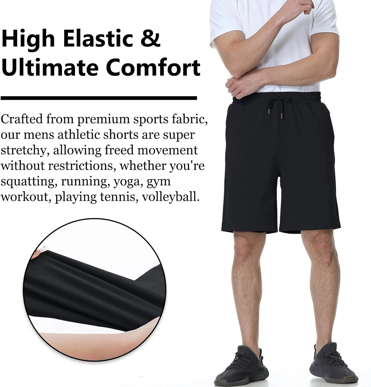 Mens Athletic Shorts Stretchy Workout Shorts Quick Dry Shorts for Gym Running Basketball Casual 7 inch