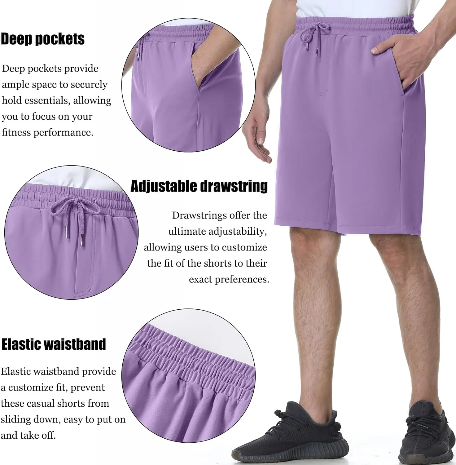 Mens Athletic Shorts Stretchy Workout Shorts Quick Dry Shorts for Gym Running Basketball Casual 7 inch