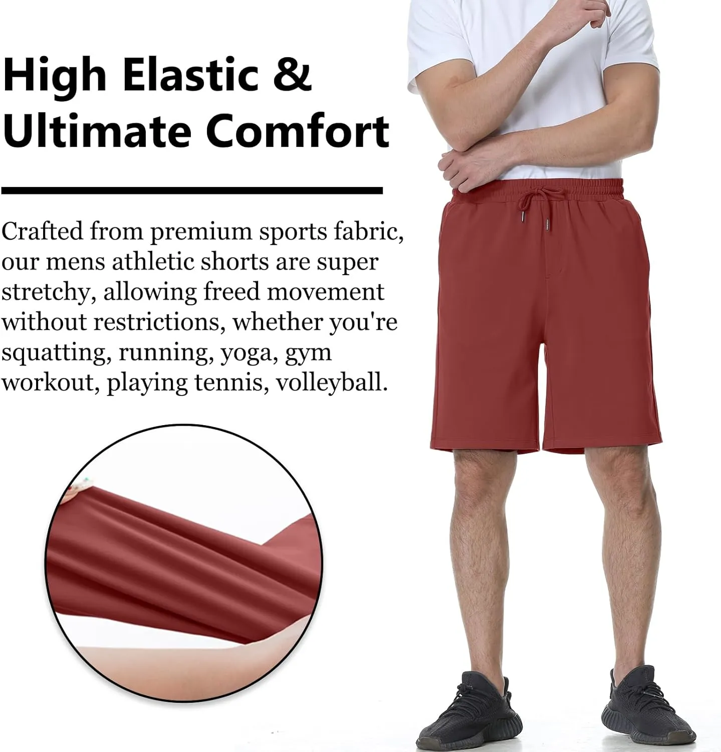 Mens Athletic Shorts Stretchy Workout Shorts Quick Dry Shorts for Gym Running Basketball Casual 7 inch