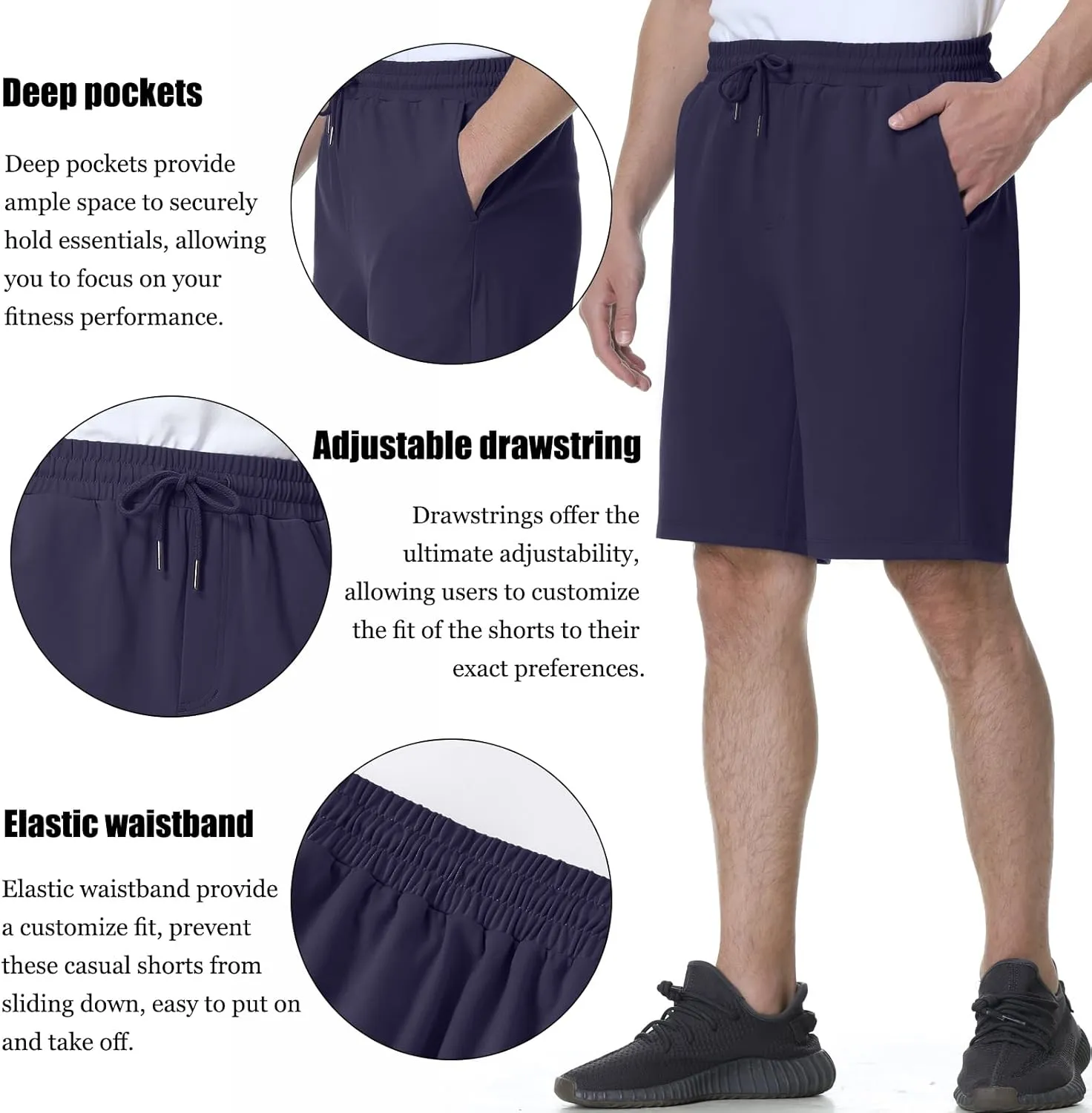Mens Athletic Shorts Stretchy Workout Shorts Quick Dry Shorts for Gym Running Basketball Casual 7 inch