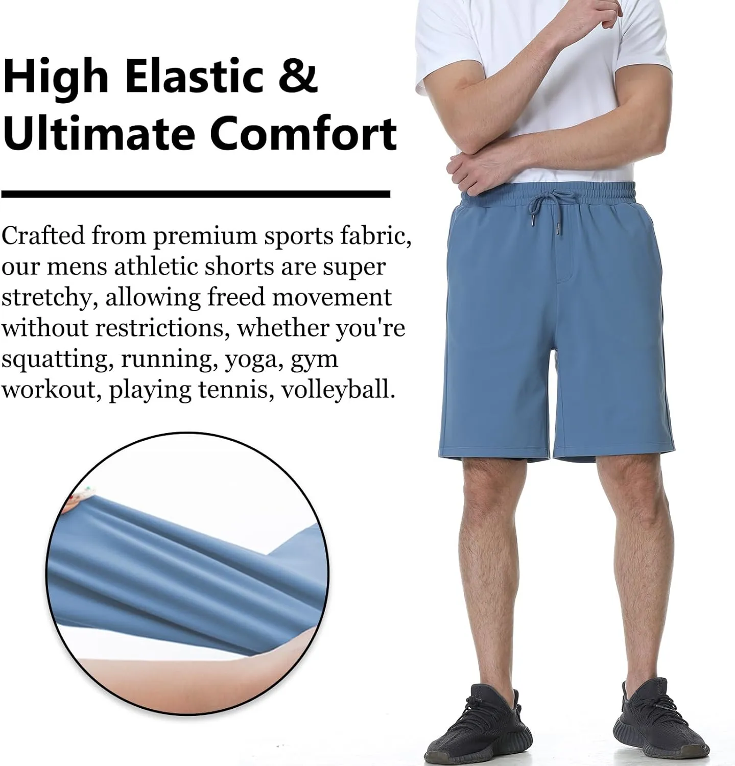Mens Athletic Shorts Stretchy Workout Shorts Quick Dry Shorts for Gym Running Basketball Casual 7 inch