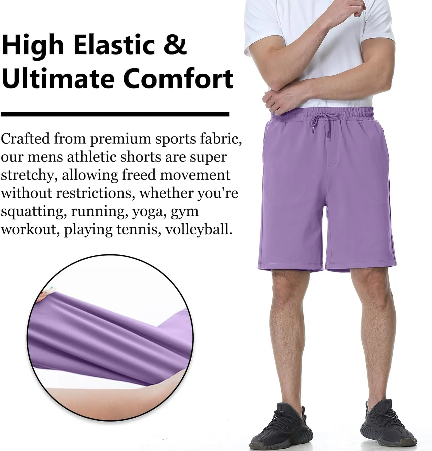 Mens Athletic Shorts Stretchy Workout Shorts Quick Dry Shorts for Gym Running Basketball Casual 7 inch