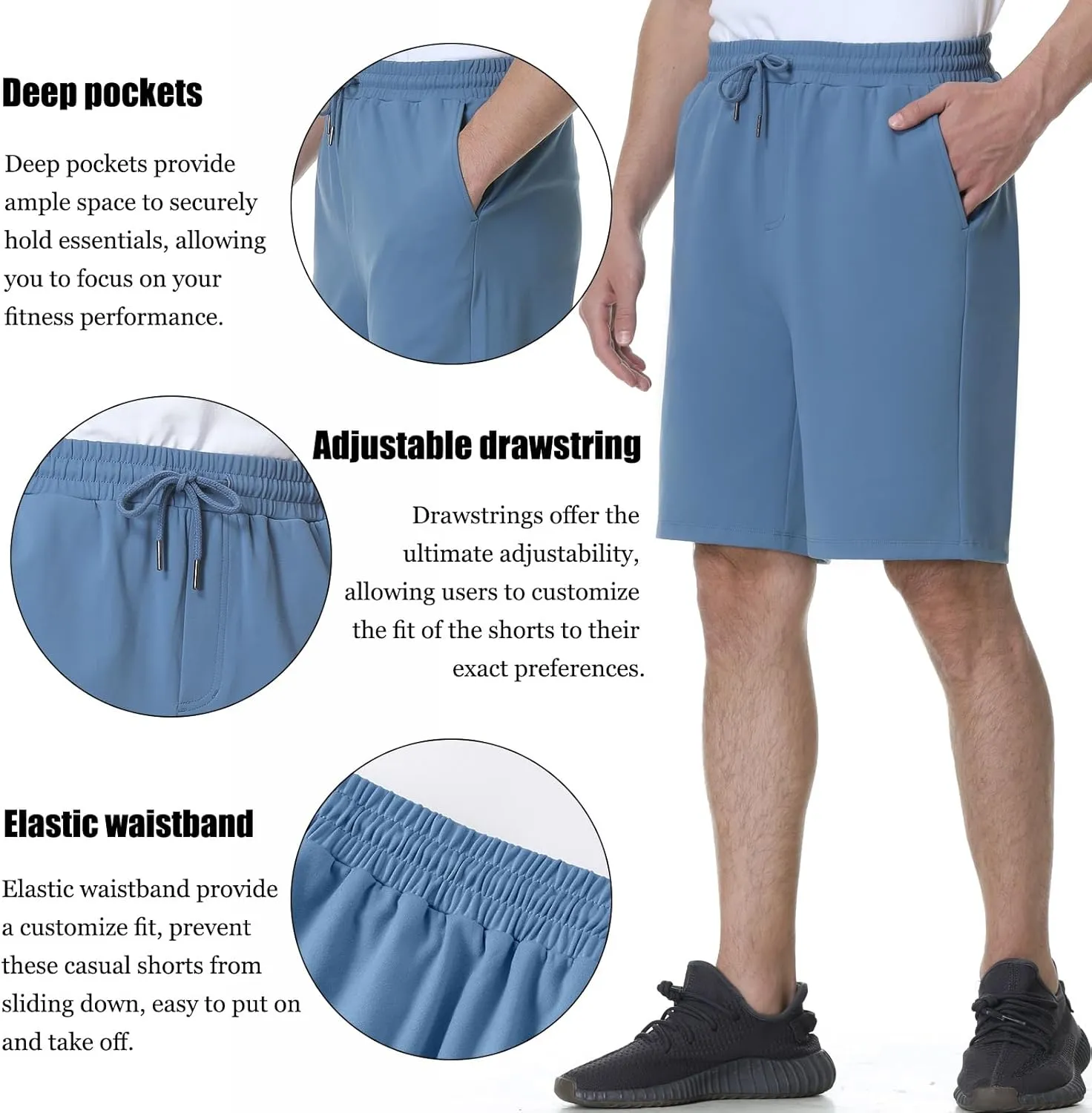 Mens Athletic Shorts Stretchy Workout Shorts Quick Dry Shorts for Gym Running Basketball Casual 7 inch