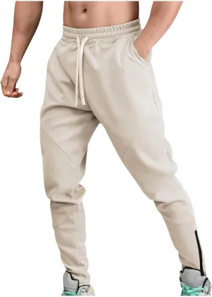 Mens Athletic Workout Sweatpants Ankle Zip Gym Joggers Elastic Waist Fleece Lined Tapered Jogging Pants with Pockets